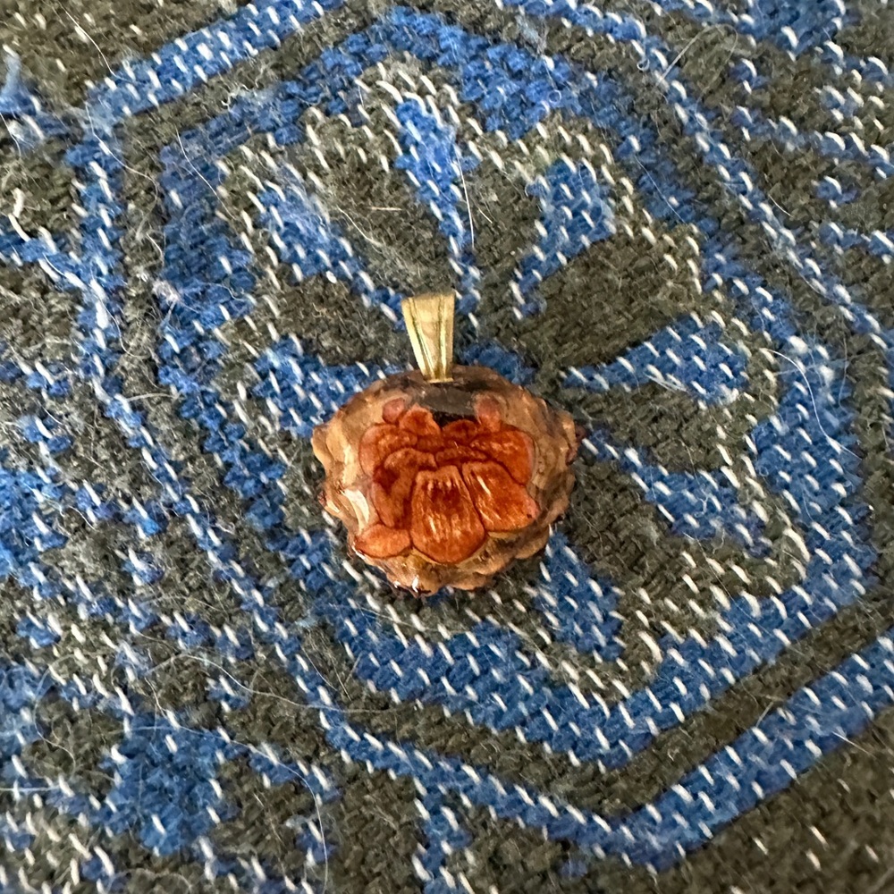 Third Eye Pinecones Strawberry Star Sapphire with Gold Seed of Life Mini Pendant - Picture 7 of 7